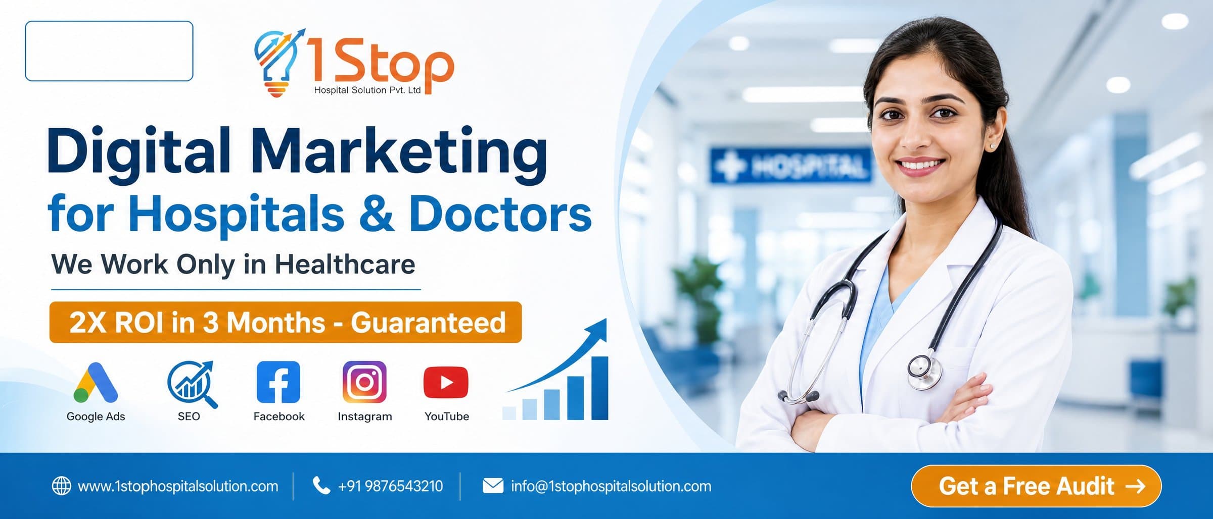 Digital marketing for hospitals & doctors — Google Ads, SEO, Facebook, Instagram, YouTube. 2× ROI in 3 months, guaranteed.